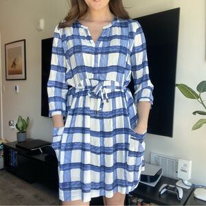 Anthropologie Maeve Blue Plaid Dress